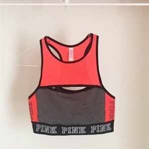 victorias secret pink high neck open sports bra